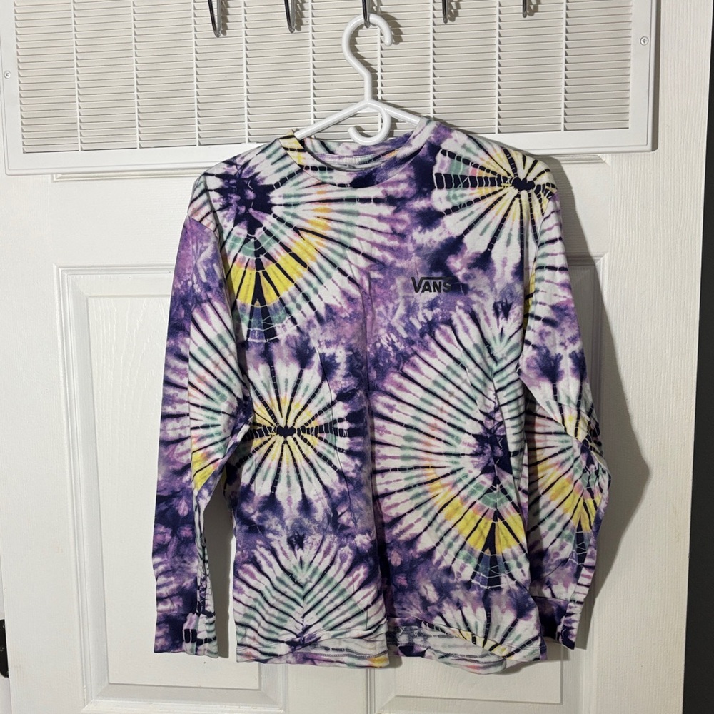 Vans Spiral Tie-Dye Long Sleeve Tee - Purple, Yellow, and White men’s Medium
